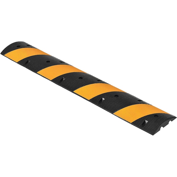 Global Industrial Portable Speed Bump, Uv Black Rubber, 2-3/8 in Height, 72 in Length, Black/Yellow 708109 - main
